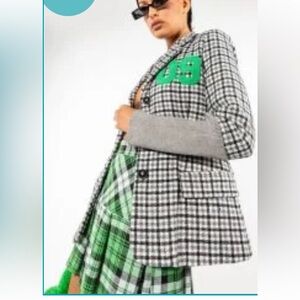 AKIRA Black and White Plaid Blazer